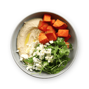 Sweet potatoes & hummus bowl