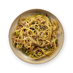 Pâtes carbo & poireaux