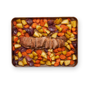 One pan filet mignon au balsamique & légumes rôtis