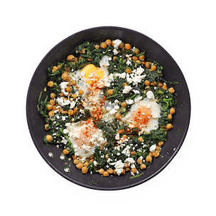 Chickpea Skillet with Spinach & Egg