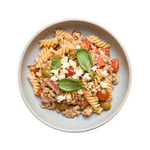 Fusilli au veau haché, tomates cerises & feta