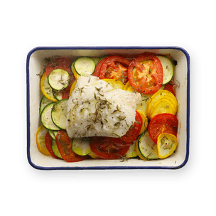 Baked Cod with Tomatoes & Zucchini