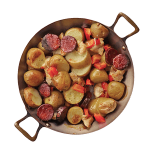 Poêlée de pommes de terre, poulet & chorizo