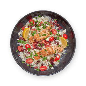 Riz & saumon à la grecque