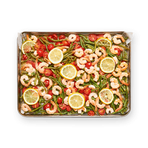 One pan crevettes, tomates & haricots verts