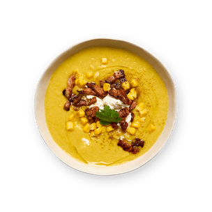 Soupe de maïs & lardons grillés