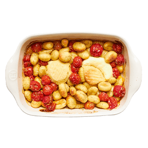 Crottin rôti, gnocchis & tomates cerises