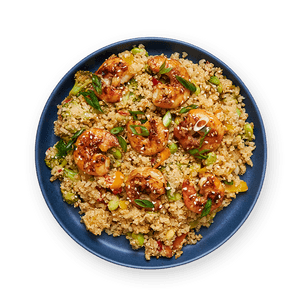 Quinoa aux légumes sautés & crevettes