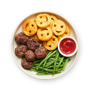 Kid smile, boulettes & haricots