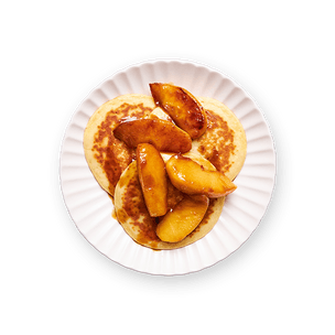 Quick Pancakes with Caramel Apples