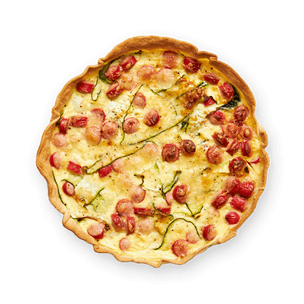 Quiche aux courgettes, saucisse & comté