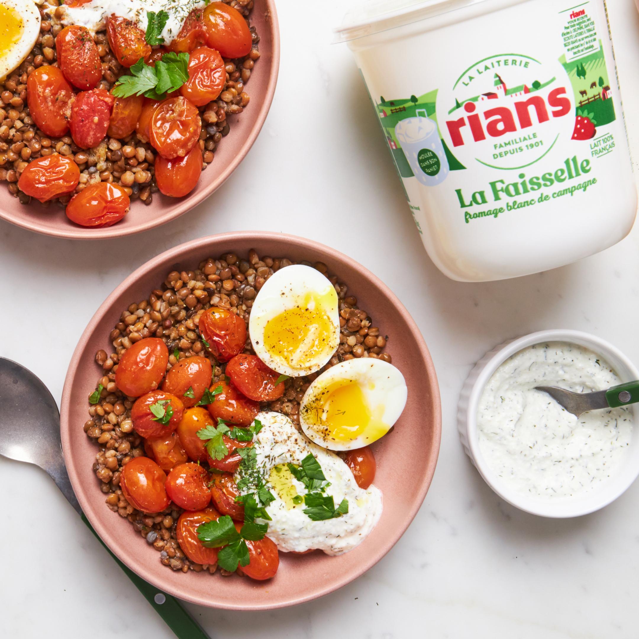 Savory Lentil Salad with Soft Boiled Egg