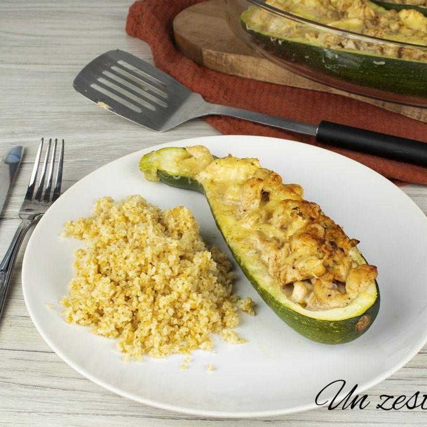 Courgette farcie au poulet et boulgour