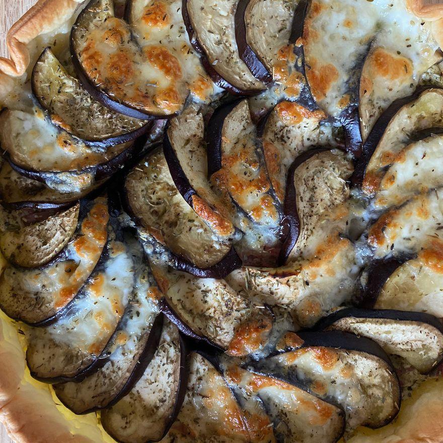 Tarte aubergine, pesto et ricotta