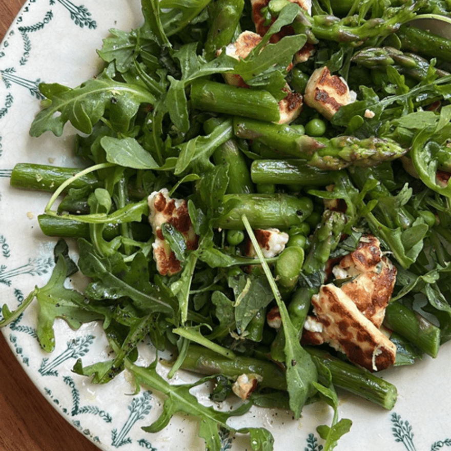 Salade petits pois asperges & halloumi