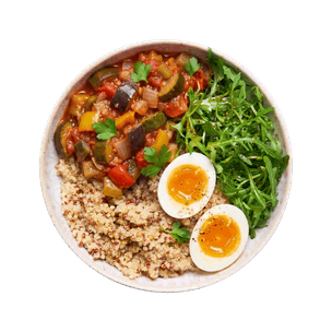 Œuf mollet, quinoa & ratatouille