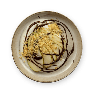 Pear and chocolate bowl