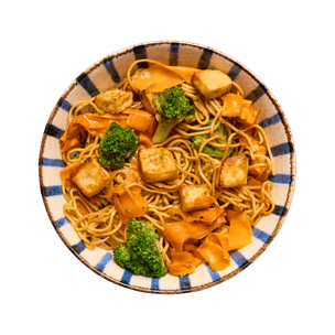Nouilles sautées aux légumes & tofu crispy au air-fryer