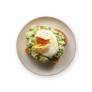 Brunch Toast with Avocado, Peas & Poached Egg