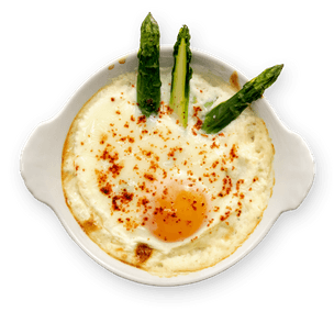 Baked Eggs with Asparagus and Parmesan