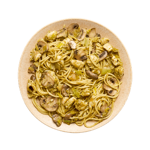 Pâtes au pesto, poulet & poireaux