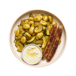 Chipolatas, gnocchi & courgettes