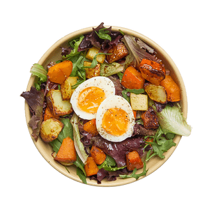 Air Fryer Roasted Veggie Salad with Egg