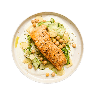 Truite, salade de courgettes & sauce yaourt