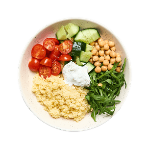 Salade de pois-chiches, crudités & tzatziki