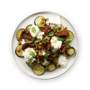 Courgette, pois-chiches & burrata