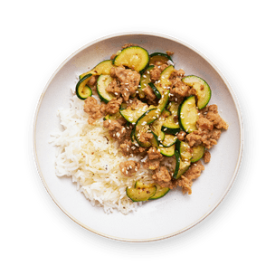 Poêlée de porc haché & courgettes