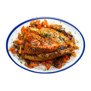 Pintade à l'asiatique & légumes au four