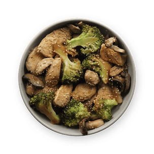 Poêlée poulet, brocolis & champignons