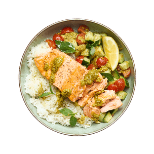 Truite au pesto & salade de tomates