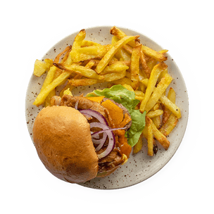 Cheeseburger au bacon & frites maison