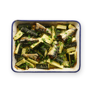 Roasted Zucchini & Sardines