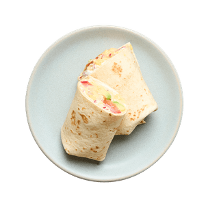 Wrap aux œufs brouillés, crudités & La Vache qui rit®