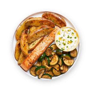Salmon, Potatoes & Lemon Yogurt Sauce