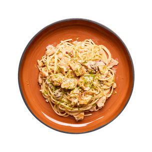 Spaghetti crémeuses à la truite & au citron vert