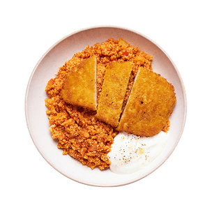 Boulgour à la tomate & escalope végé