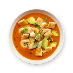 Gazpacho with Shrimp & Avocado