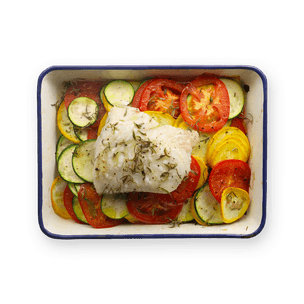 Baked Cod with Tomatoes & Zucchini