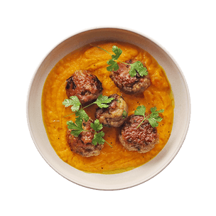 Pork meatballs with mashed squash