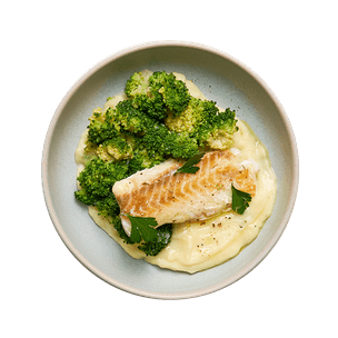 Cabillaud, purée aux fines herbes & brocolis