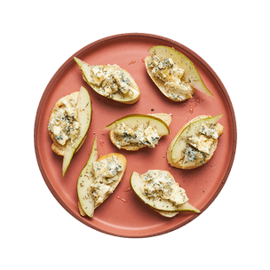 Crostini bleu, poire, miel & thym