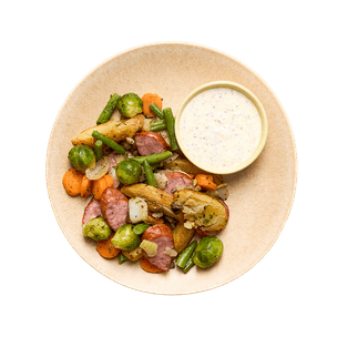 One pan de légumes & saucisses fumées