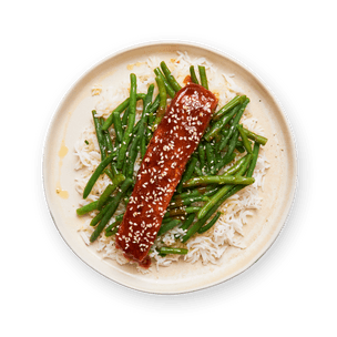 Saumon teriyaki haricots verts & riz