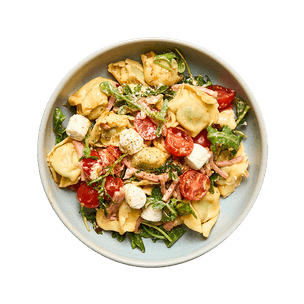 Salade de tortellini, tomates cerises & jambon