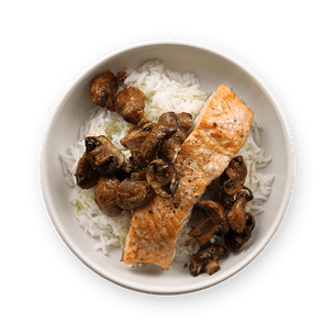 Asian-Style Baked Salmon & Mushrooms with Rice