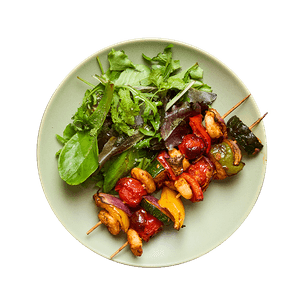 Brochettes de crevettes & légumes au air-fryer